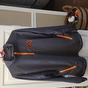 Genuine Stuff Auburn Tigers blue orange 1/4 zip long slv shirt 2 pocket L EUC…